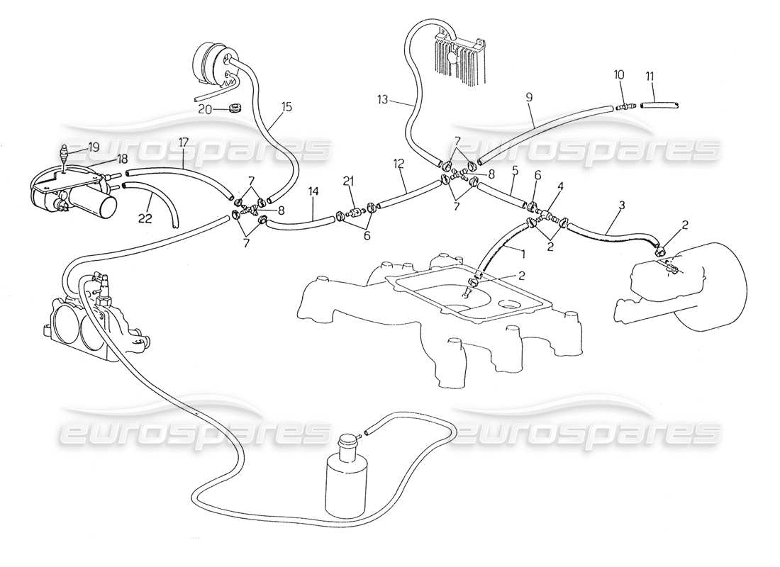 maserati karif 2.8 diagrama de piezas del sistema de evaporación (dirección izquierda con sonda lambda)