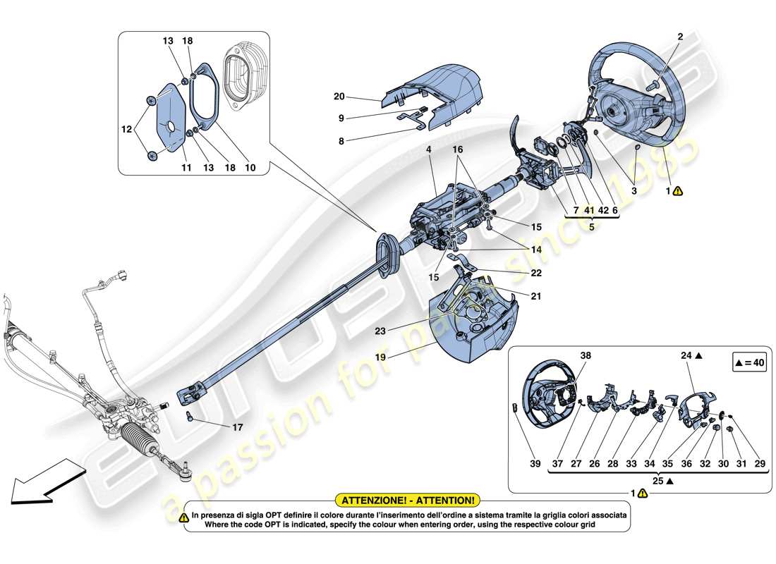 ferrari gtc4 lusso t (europe) control de dirección diagrama de piezas
