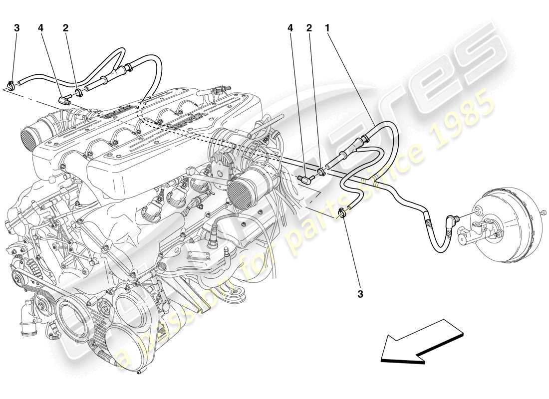 ferrari 599 gtb fiorano (rhd) sistema de dirección asistida diagrama de piezas