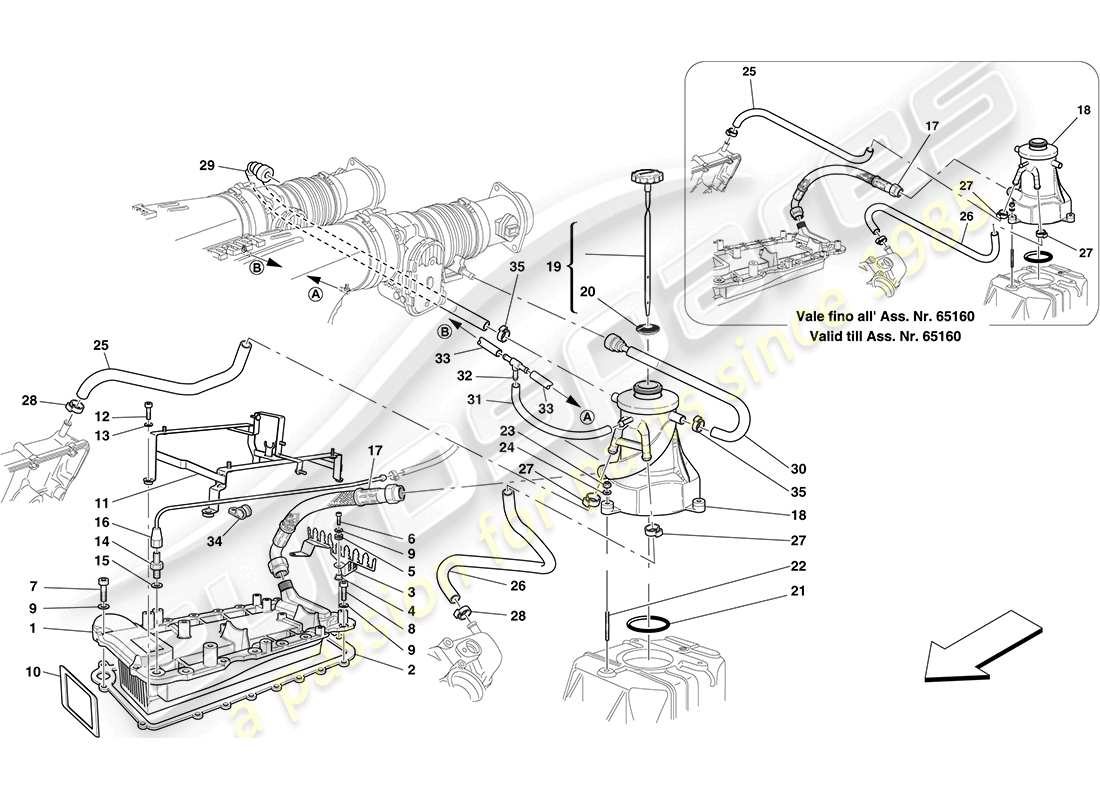 ferrari f430 coupe (usa) sistema de lubricación - tanque - intercambiador de calor diagrama de piezas