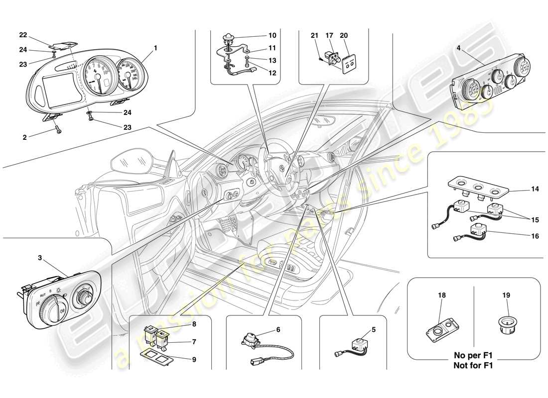 ferrari 599 gtb fiorano (usa) diagrama de piezas de instrumentación