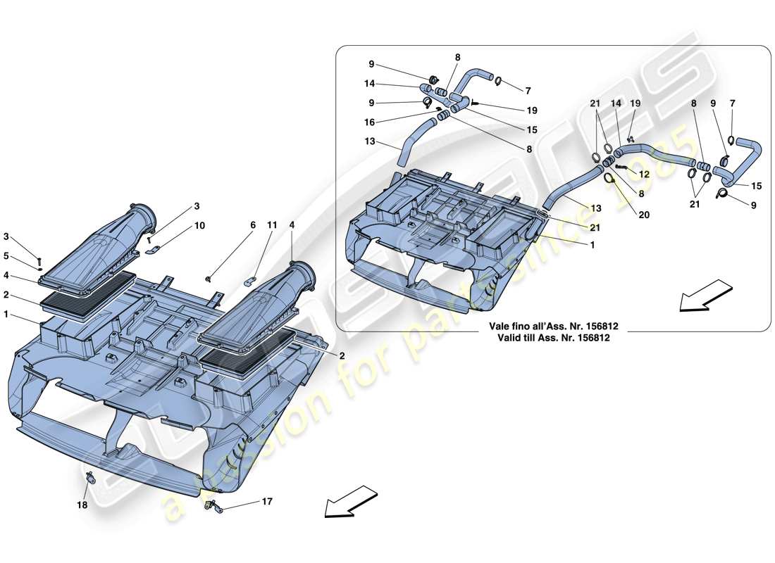 ferrari 812 superfast (usa) diagrama de piezas de entrada de aire