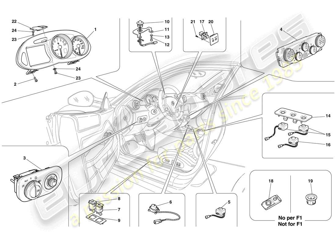 ferrari 599 gtb fiorano (europe) instrumentación diagrama de piezas