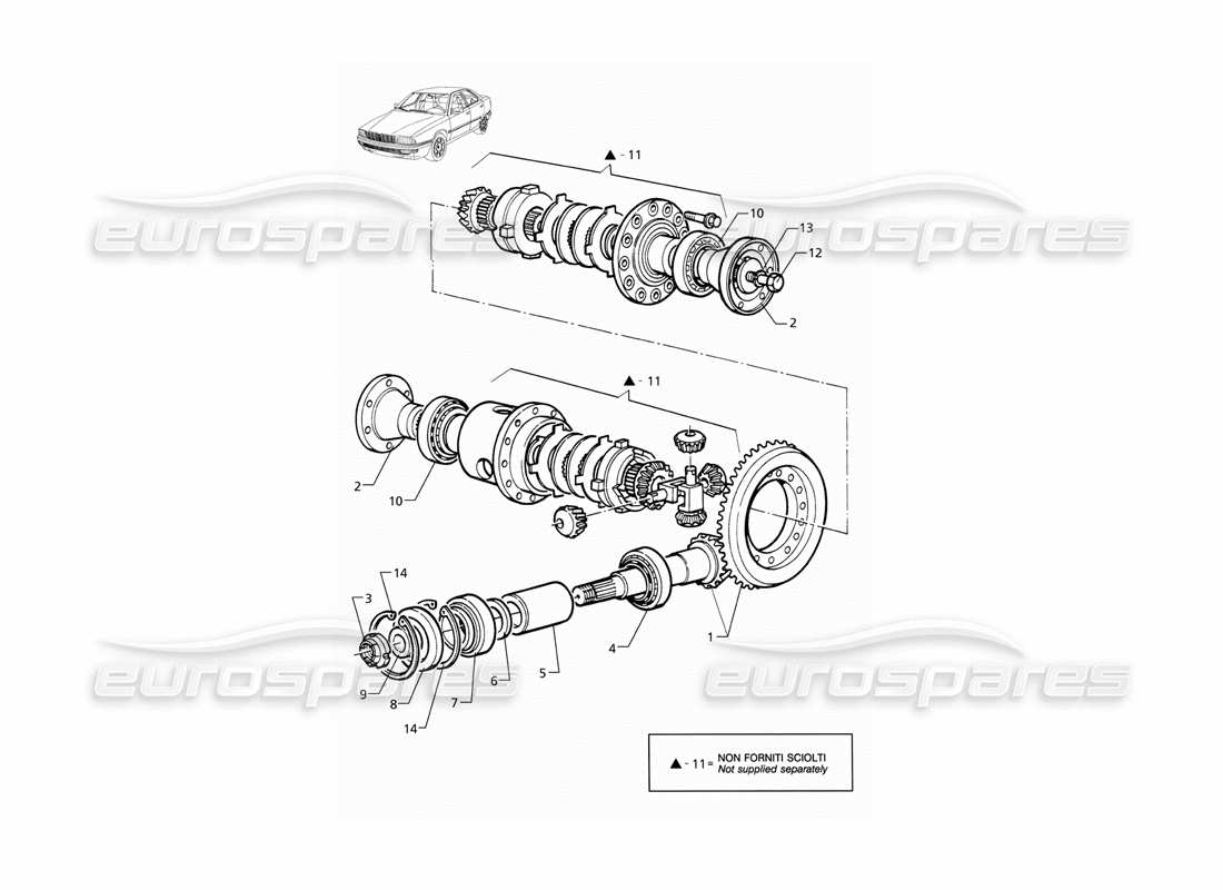 maserati qtp v6 (1996) piezas internas del diferencial diagrama de piezas