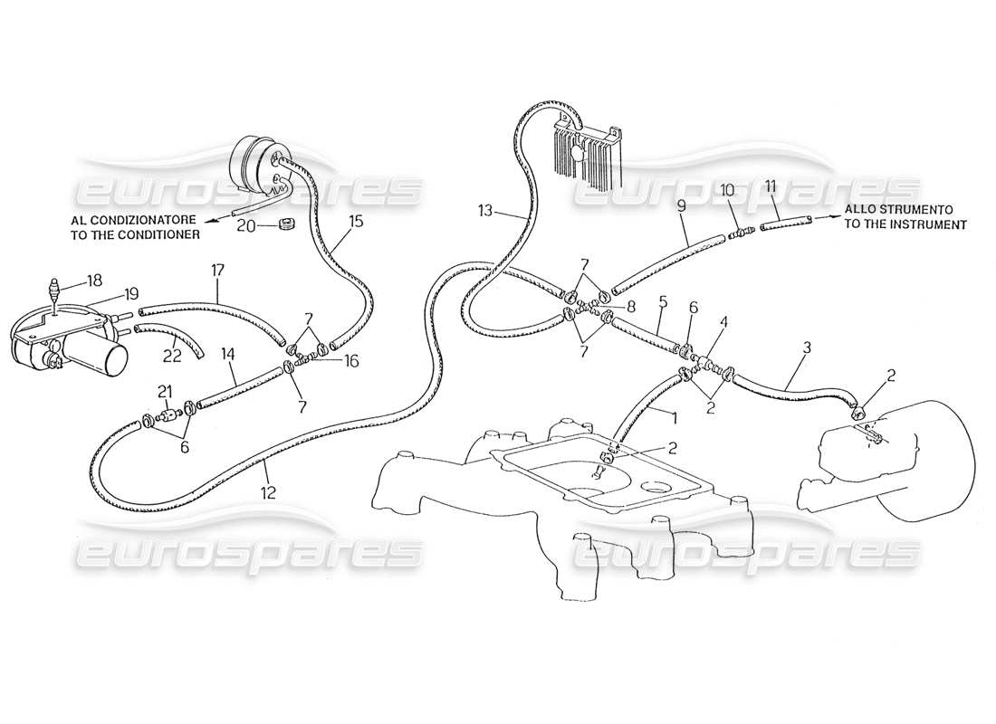 maserati karif 2.8 diagrama de piezas del sistema de evaporación (dirección izquierda sin sonda lambda)