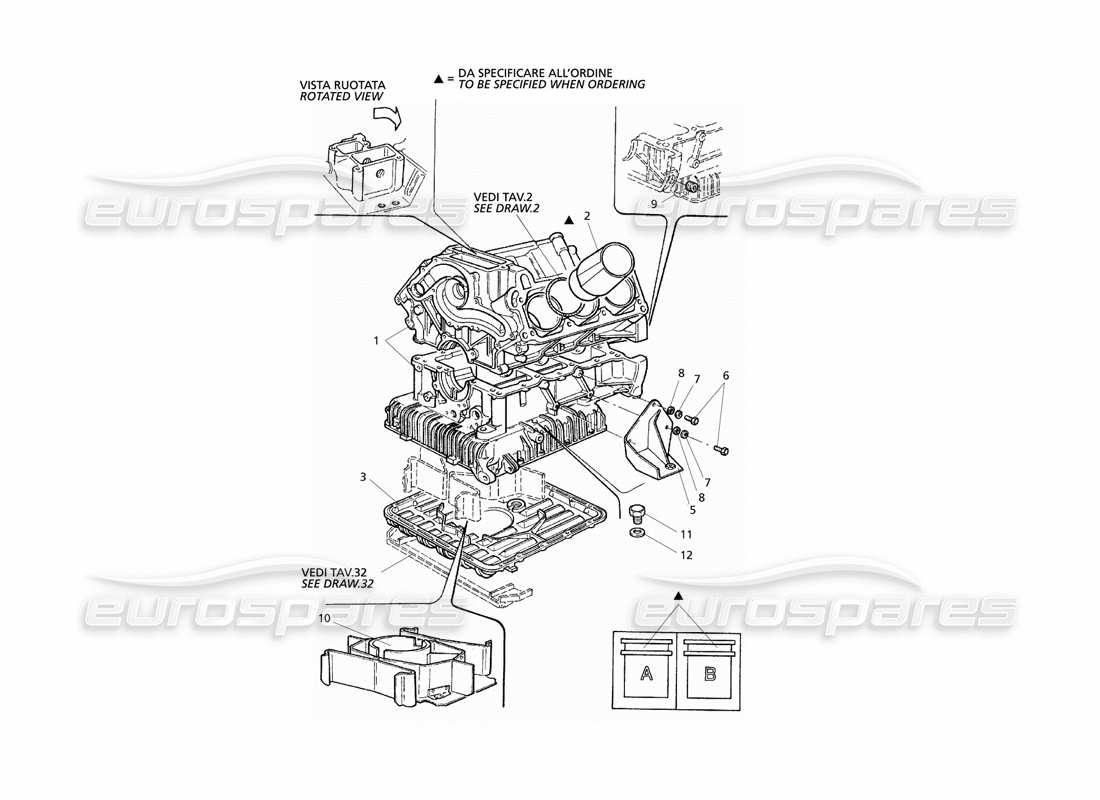 maserati qtp v6 evoluzione diagrama de piezas del bloque del motor y del cárter de aceite
