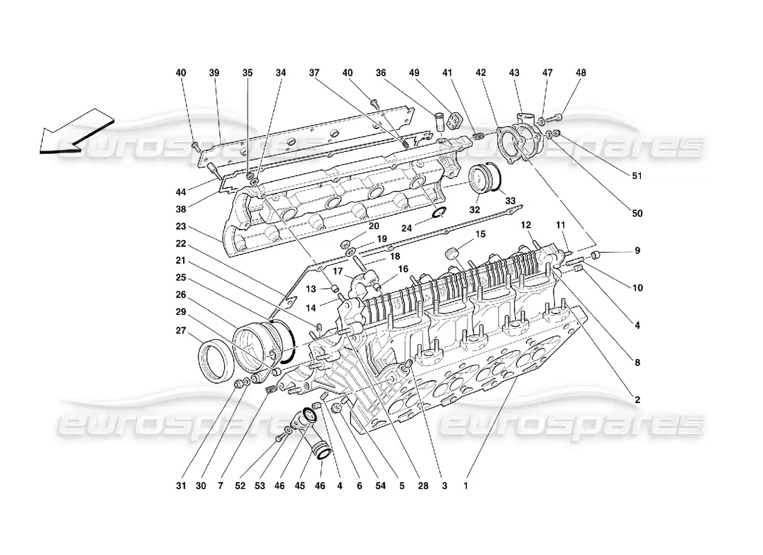 ferrari 355 (5.2 motronic) diagrama de piezas de la culata del cilindro derecho