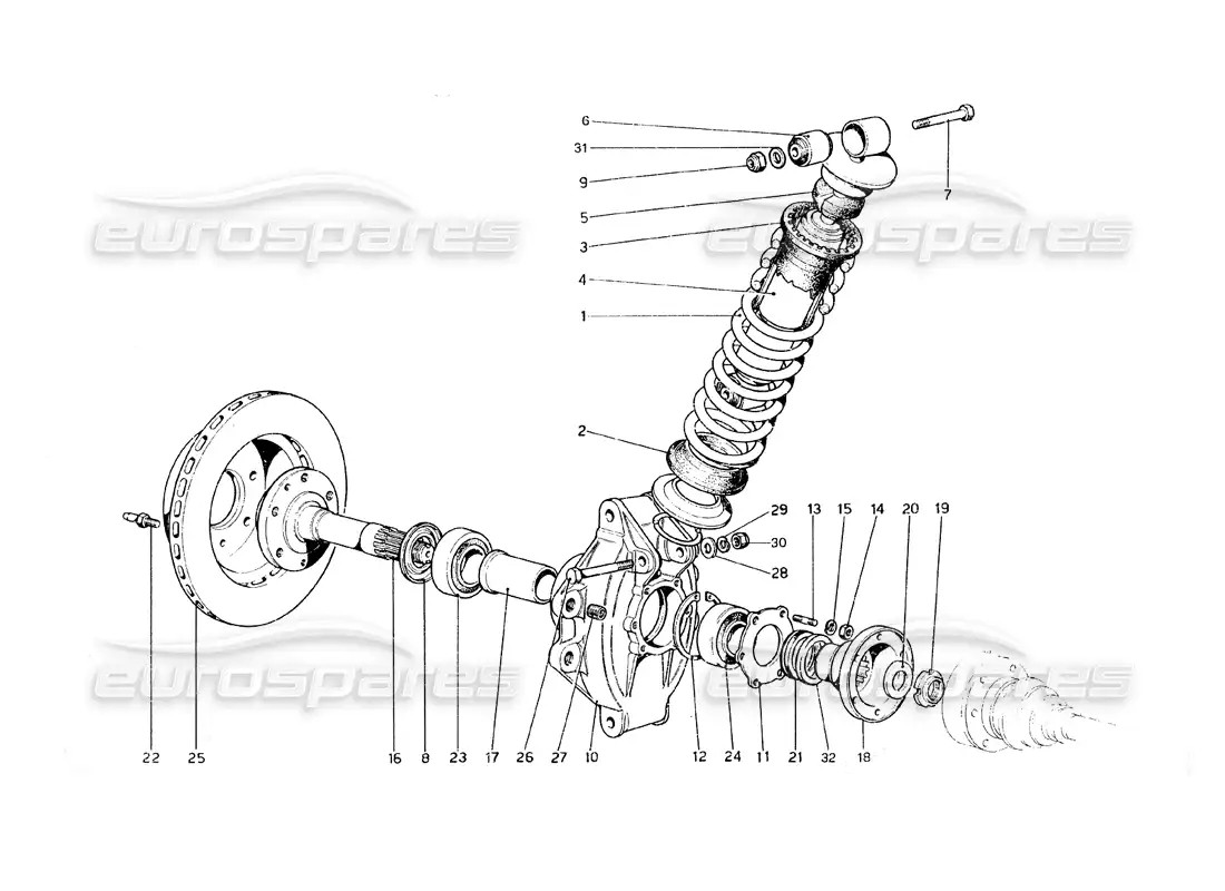 ferrari 308 gt4 dino (1979) suspensión trasera: horquillas diagrama de piezas