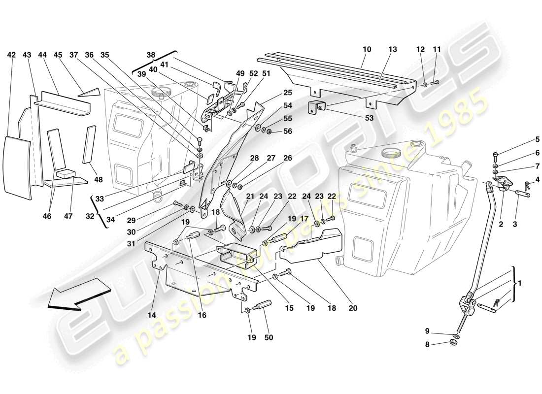 ferrari f430 scuderia (europe) tanques de combustible - sujetadores y protectores diagrama de piezas