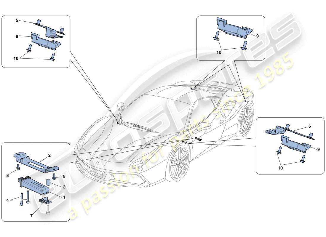 ferrari 488 gtb (rhd) sistema de control de presión de neumáticos diagrama de piezas