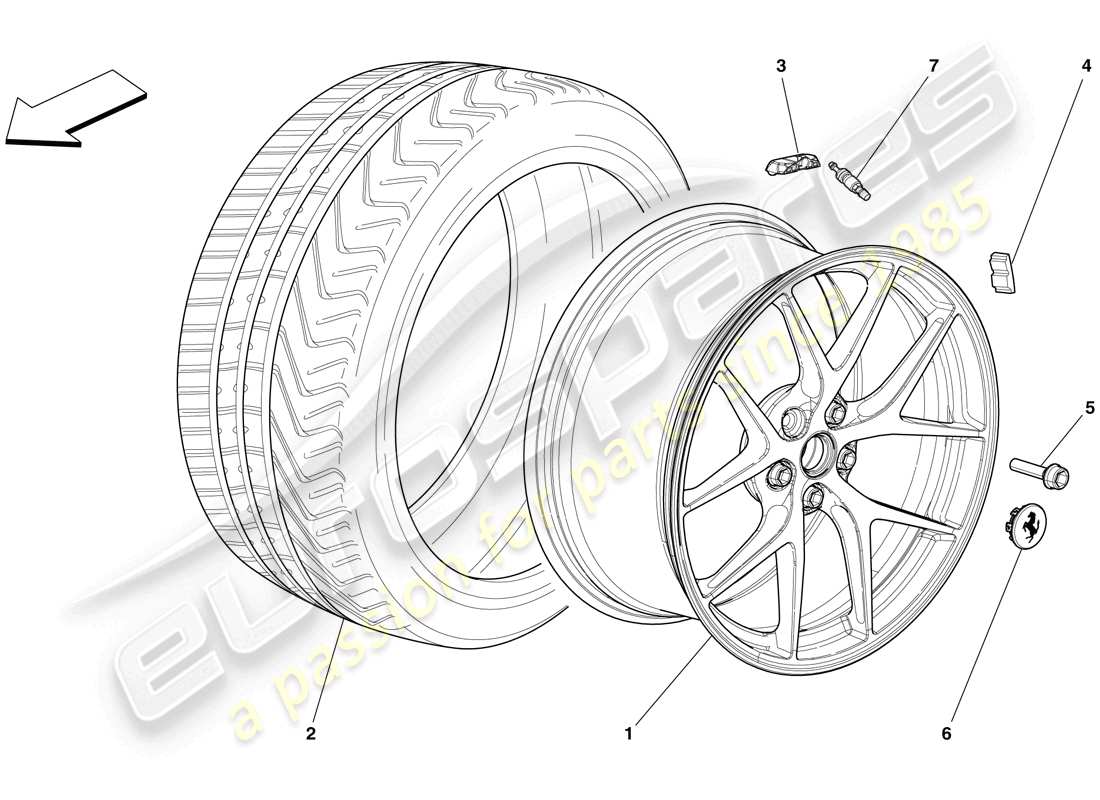 ferrari 599 gto (europe) diagrama de piezas de ruedas