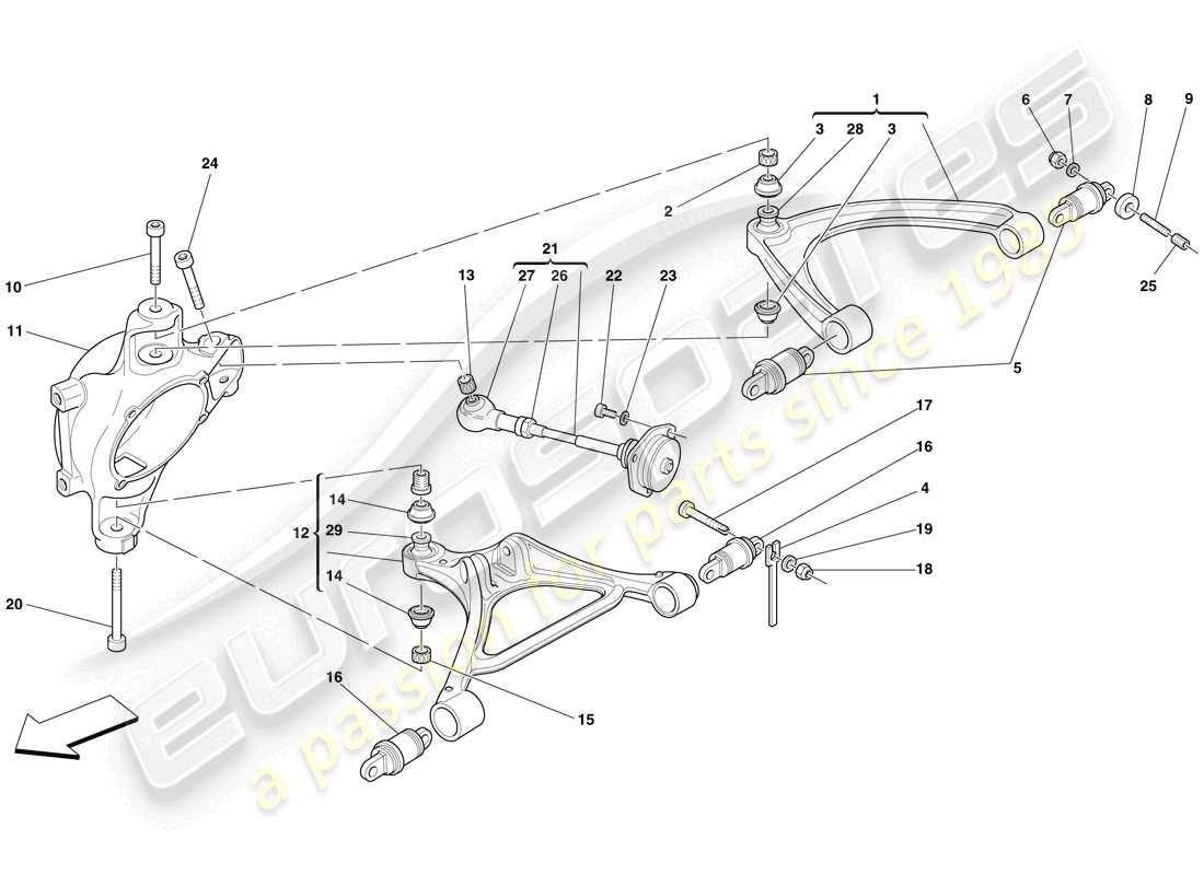 ferrari f430 spider (rhd) suspensión trasera - brazos diagrama de piezas
