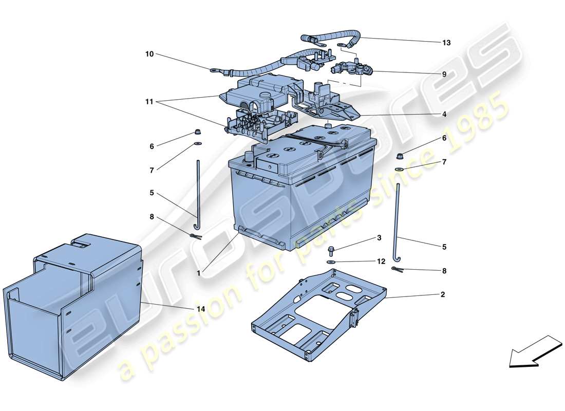 ferrari gtc4 lusso t (usa) diagrama de piezas de la batería