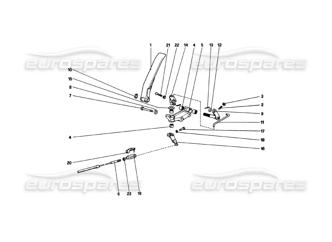 ferrari 308 gtb (1980) control del acelerador (variantes para versiones con volante a la derecha) diagrama de piezas