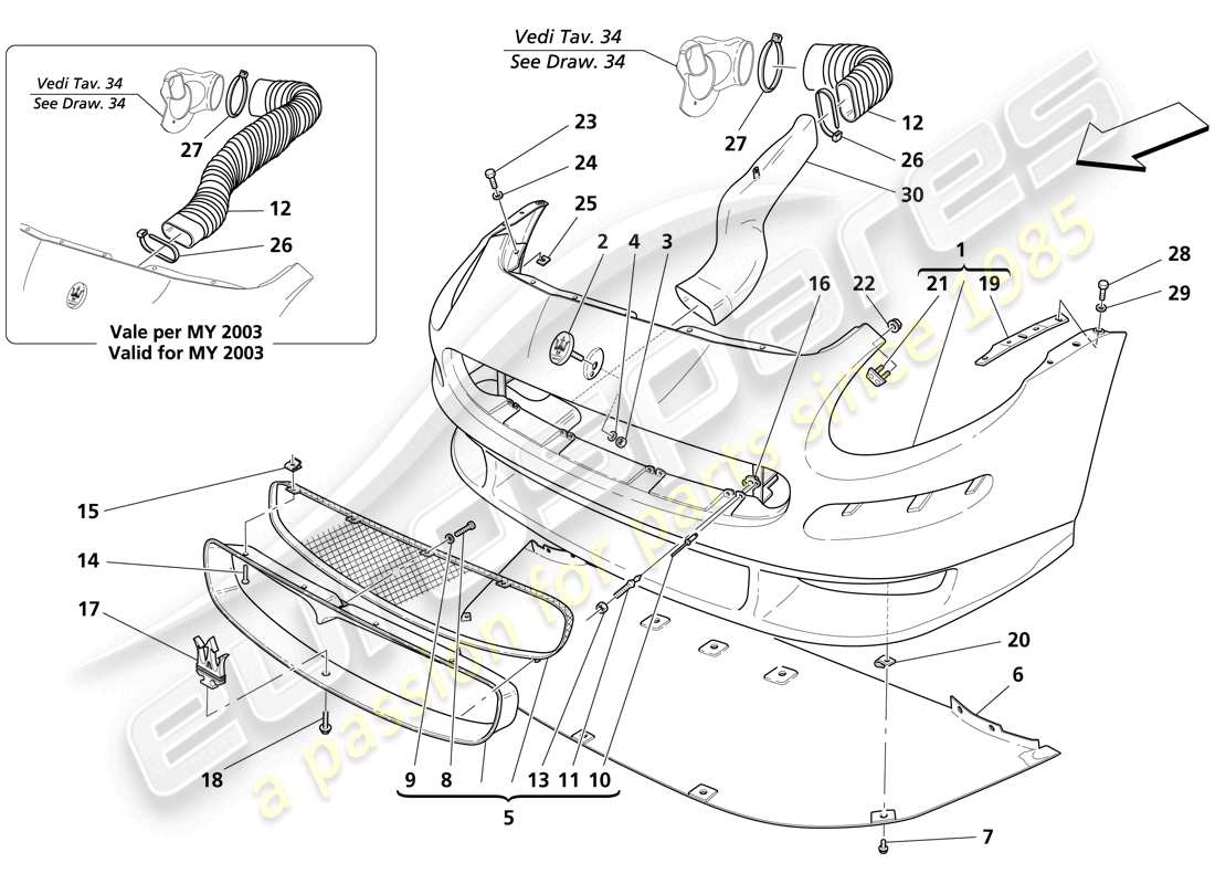 maserati trofeo roll-bar diagrama de piezas