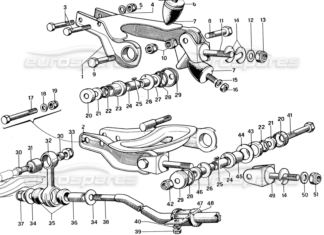 ferrari 330 gtc coupe suspensión delantera - horquillas diagrama de piezas