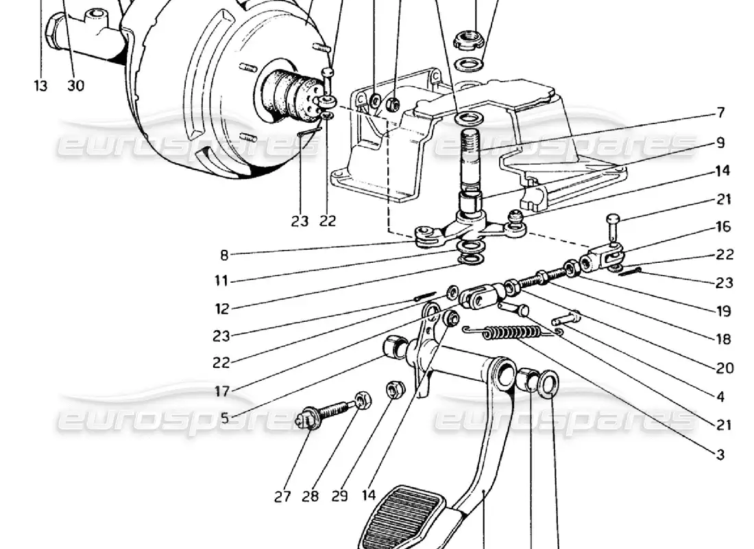 ferrari 308 gtb (1976) brake hydraulic system (variants for rhd versions) diagrama de piezas