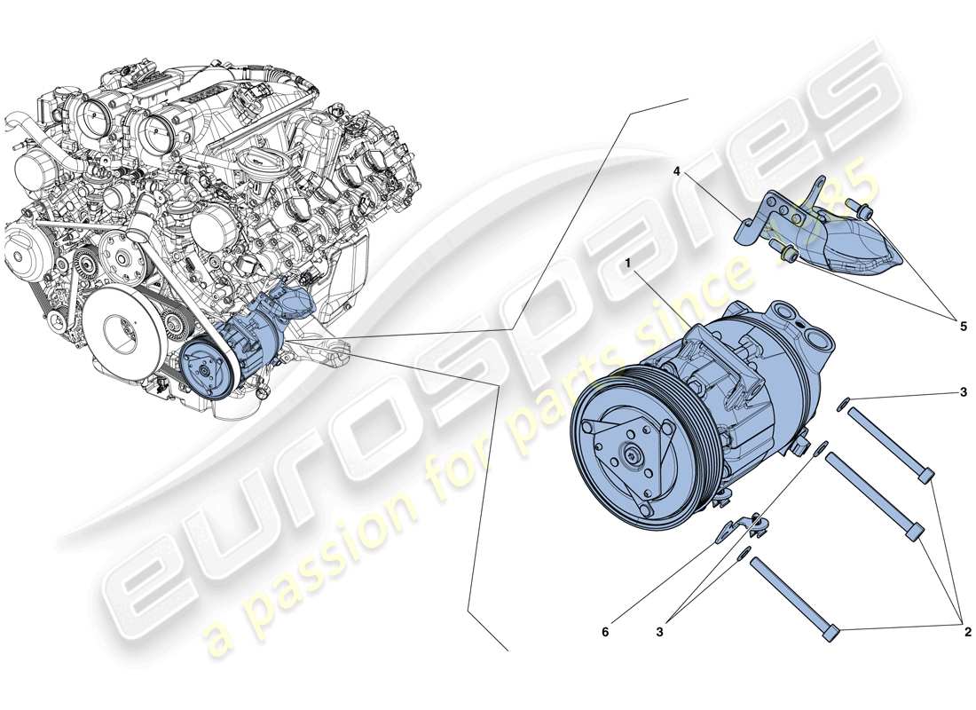 ferrari gtc4 lusso t (europe) compresor del sistema de ca diagrama de piezas