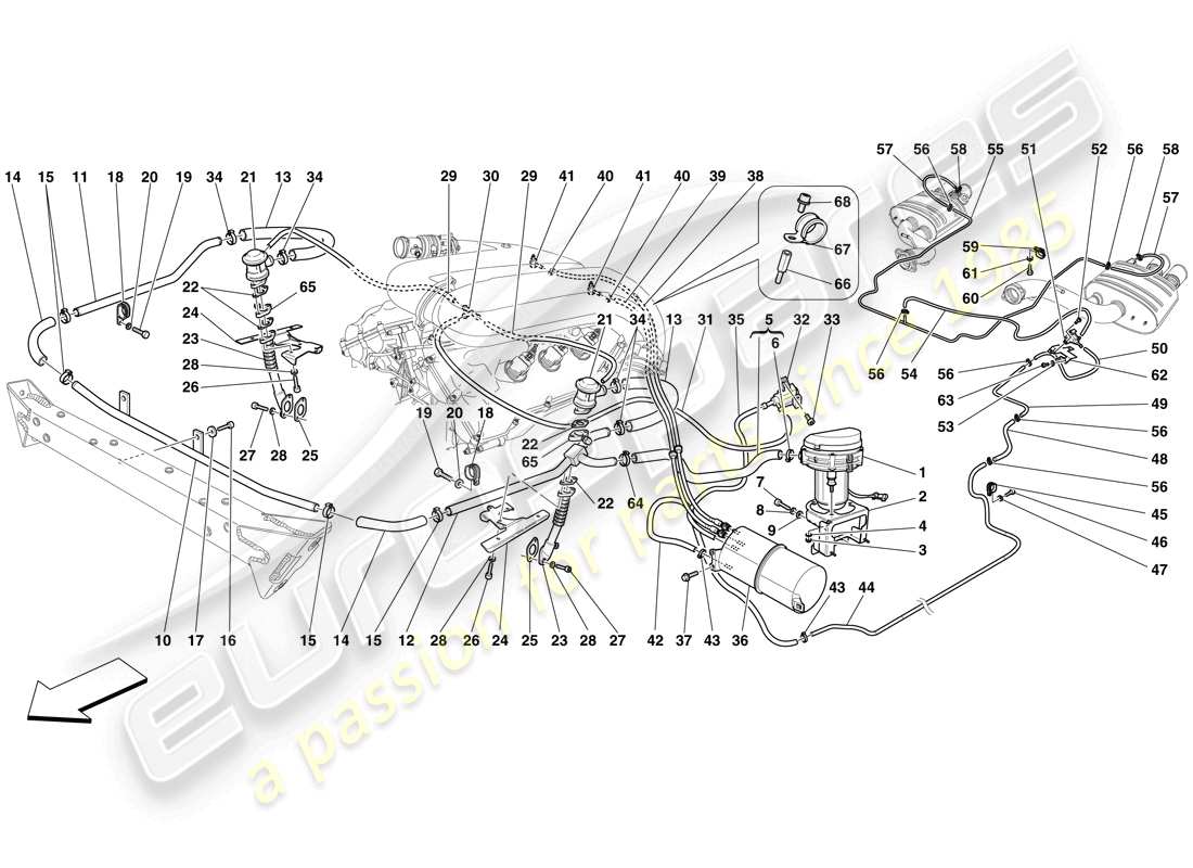 ferrari 599 sa aperta (europe) sistema de aire secundario diagrama de piezas