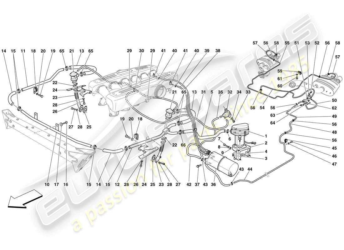 ferrari 599 gtb fiorano (usa) diagrama de piezas del sistema de aire secundario