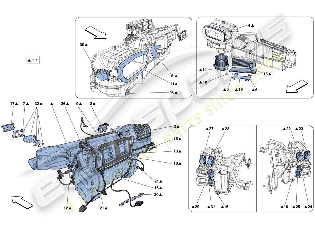 ferrari f12 berlinetta (usa) unidad evaporadora diagrama de piezas