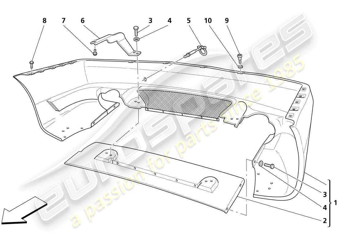 maserati trofeo diagrama de piezas del parachoques trasero