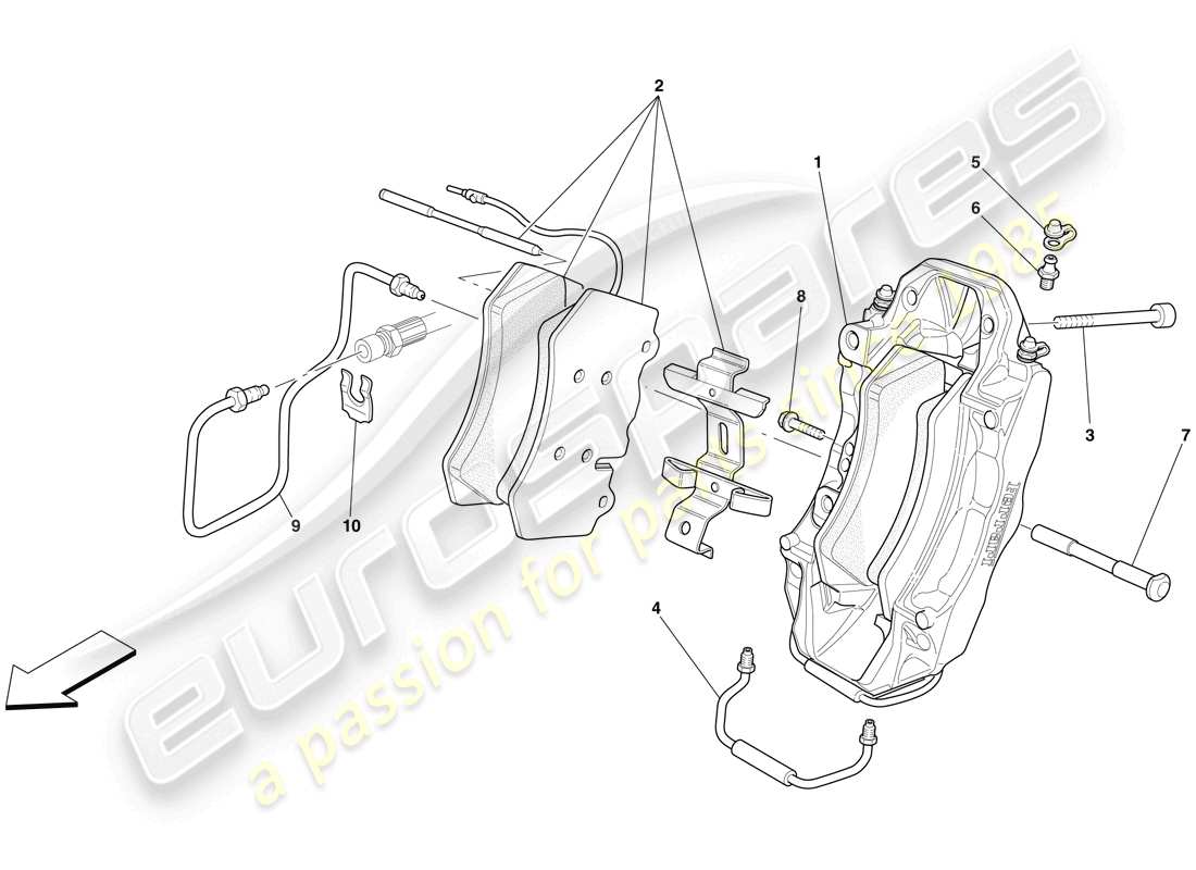 ferrari 599 gtb fiorano (europe) diagrama de piezas de la pinza de freno delantero
