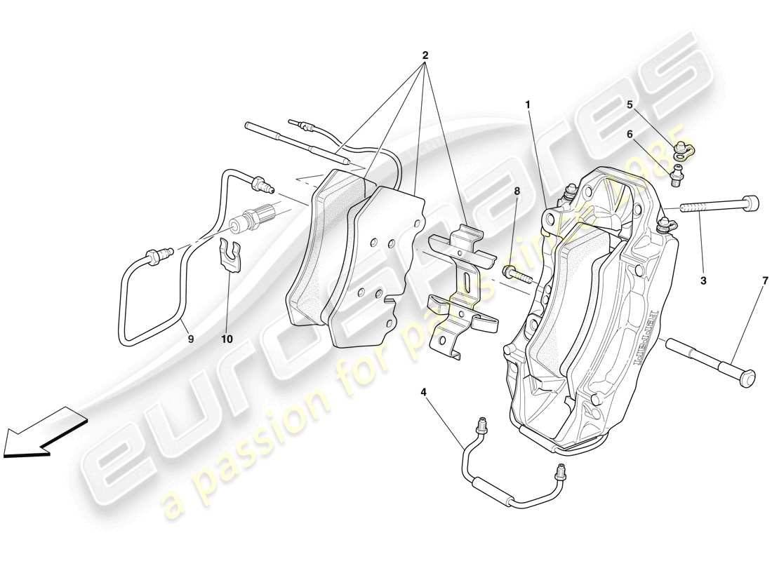 ferrari 599 gtb fiorano (europe) pinza de freno delantero diagrama de piezas