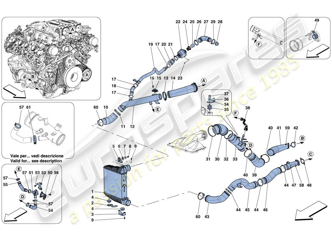 ferrari gtc4 lusso t (usa) intercambiador diagrama de piezas