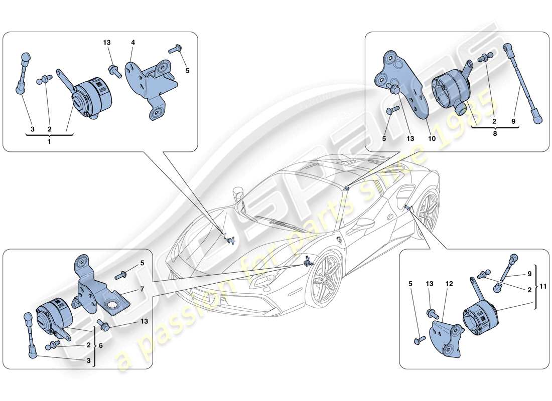 ferrari 488 spider (usa) gestión electrónica (suspensión) diagrama de piezas