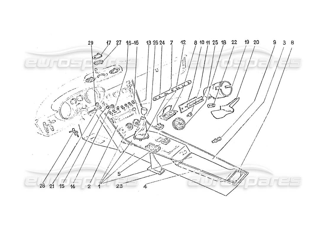 ferrari 365 gt 2+2 (coachwork) interruptores interiores - ventilaciones de aire y diagrama de piezas de molduras