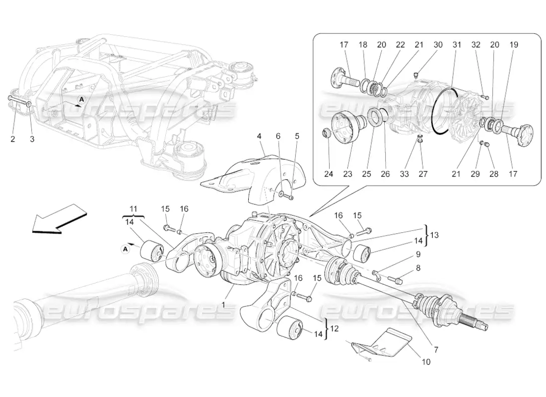 maserati grancabrio (2011) 4.7 diagrama de piezas del diferencial y del eje trasero