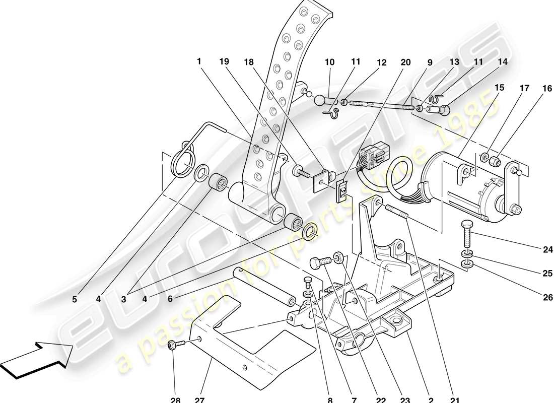ferrari f430 coupe (rhd) diagrama de piezas del pedal del acelerador electrónico