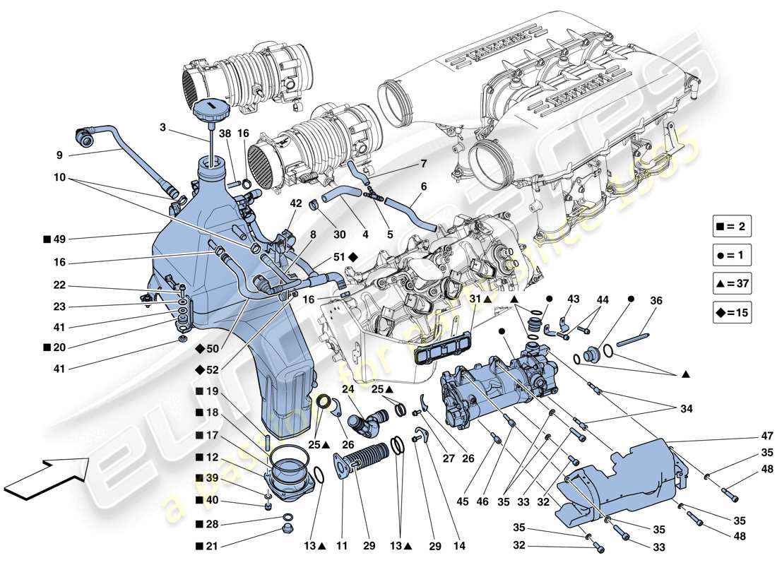 ferrari 458 speciale aperta (usa) sistema de lubricación: tanque, bomba y filtro diagrama de piezas