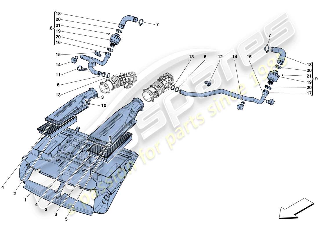 ferrari f12 tdf (usa) diagrama de piezas de entrada de aire