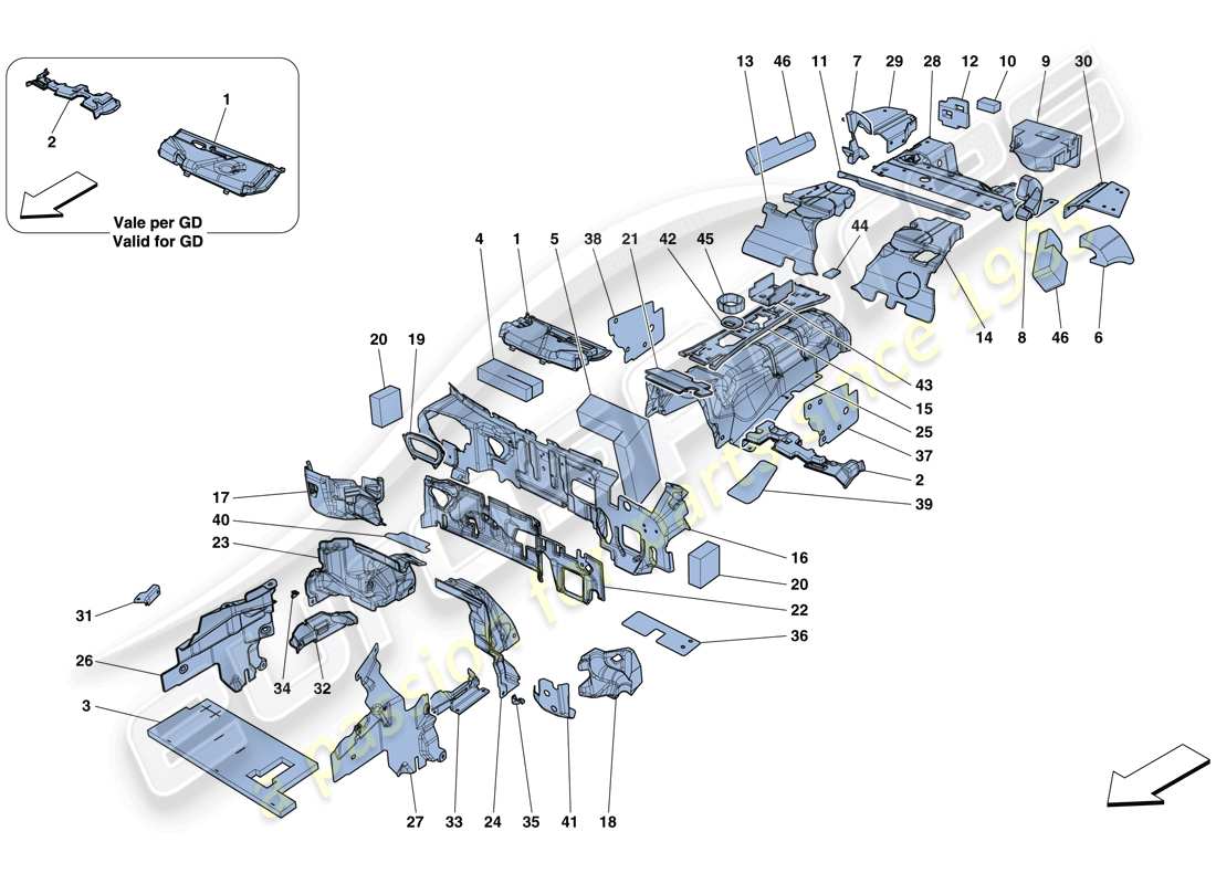 ferrari 812 superfast (europe) aislamiento diagrama de piezas