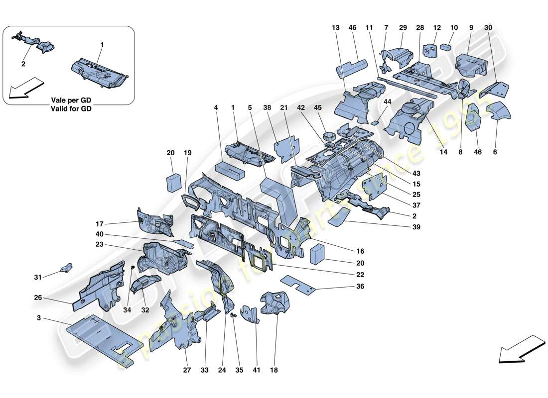 ferrari 812 superfast (rhd) diagrama de piezas de aislamiento