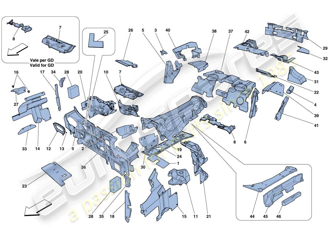 ferrari f12 berlinetta (europe) diagrama de piezas de aislamiento