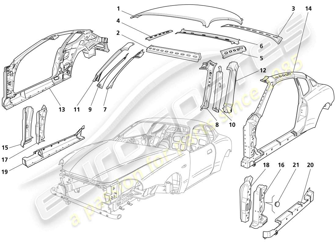 maserati trofeo carroceria - adorno exterior delantero diagrama de piezas