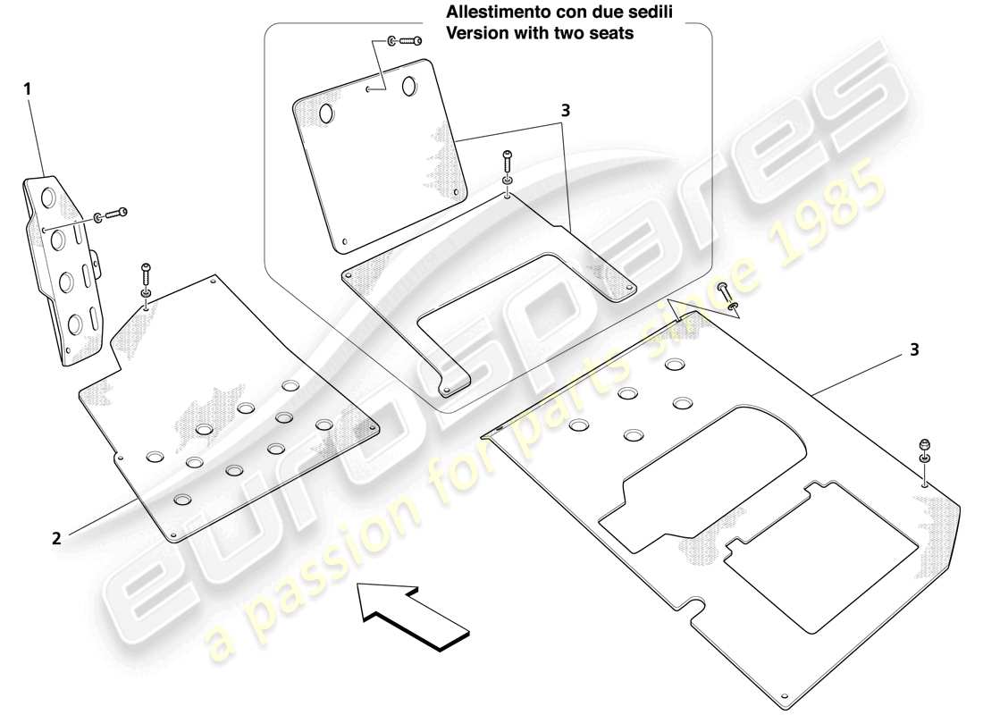 maserati trofeo estriberas y placas del habitáculo diagrama de piezas