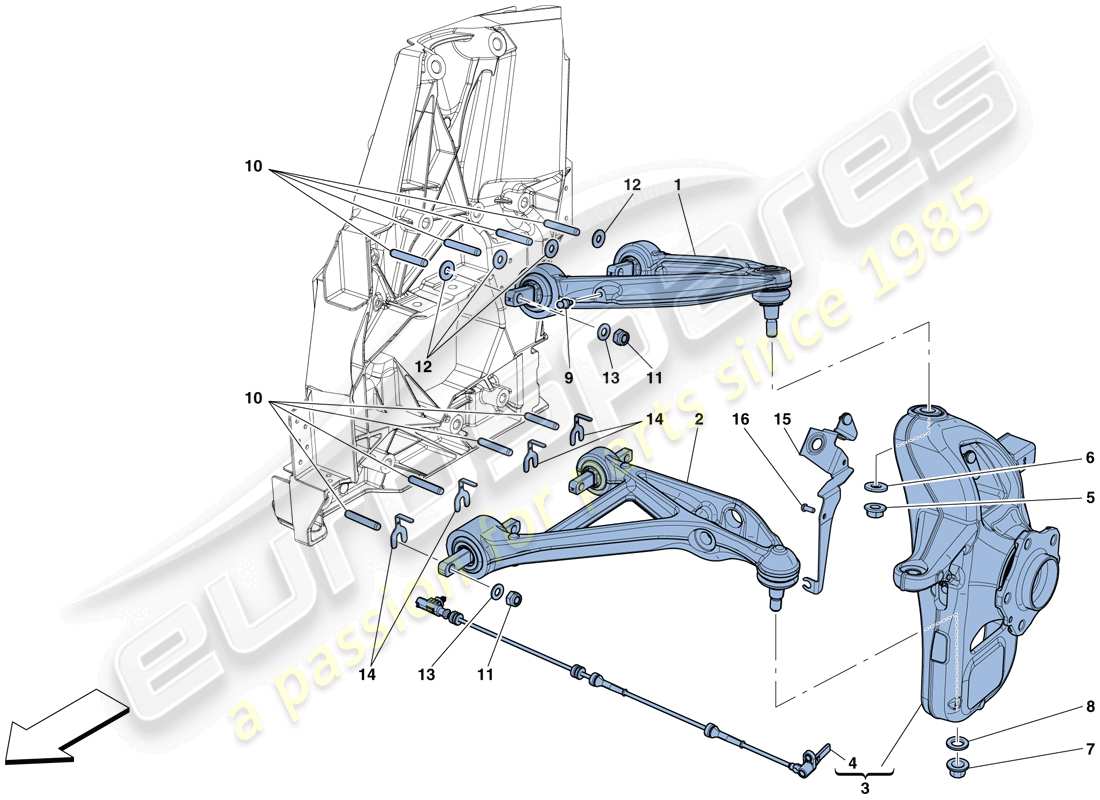 ferrari gtc4 lusso t (europe) suspensión delantera - brazos diagrama de piezas