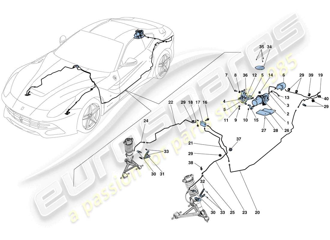 ferrari f12 berlinetta (usa) sistema de elevación de vehículos diagrama de piezas