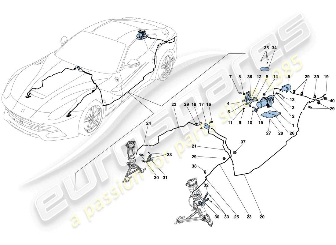 ferrari f12 berlinetta (usa) sistema de elevación de vehículos diagrama de piezas