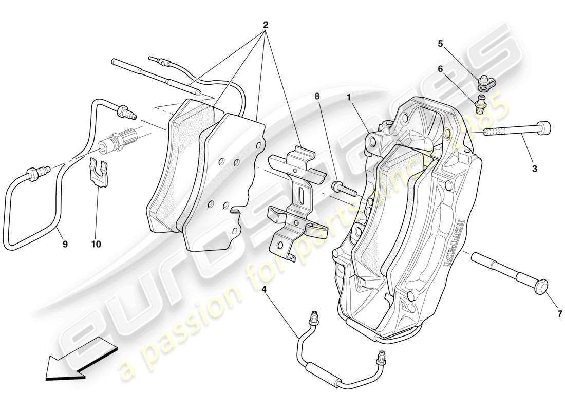 ferrari 599 sa aperta (rhd) diagrama de piezas de la pinza de freno delantero