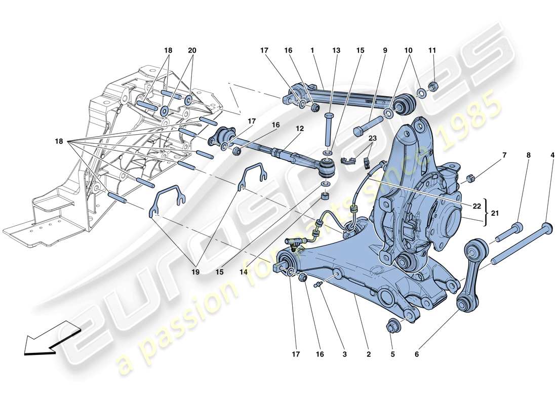 ferrari f12 berlinetta (europe) suspensión trasera - brazos diagrama de piezas