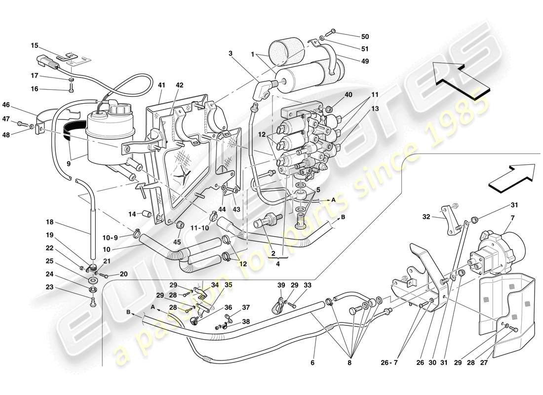 ferrari 599 gtb fiorano (usa) diagrama de piezas de la unidad de potencia y el tanque