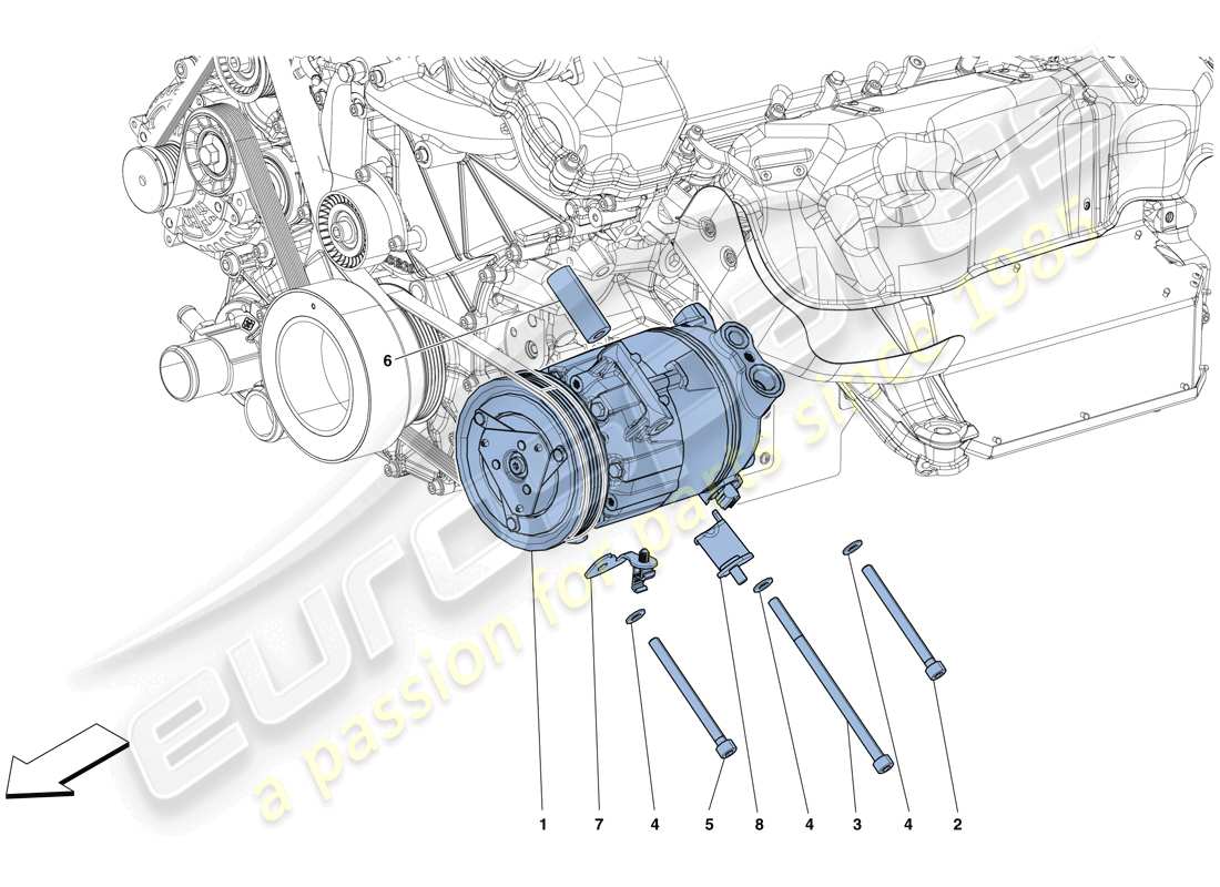 ferrari 812 superfast (europe) diagrama de piezas del compresor del sistema de ca