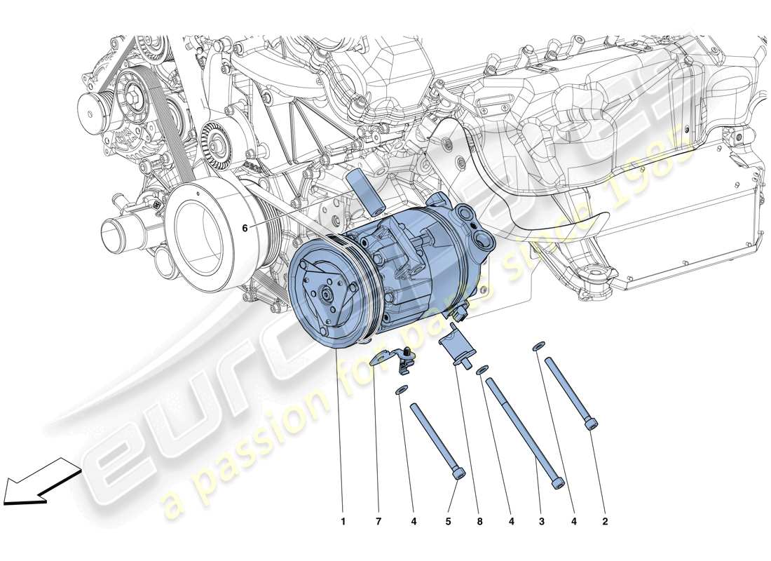 ferrari 812 superfast (europe) compresor del sistema de ca diagrama de piezas