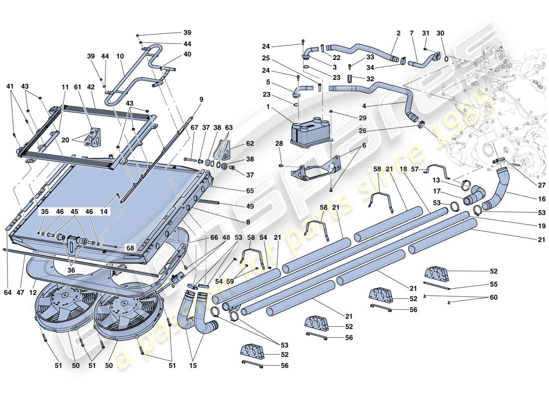 ferrari laferrari aperta (europe) diagrama de piezas del sistema de refrigeración