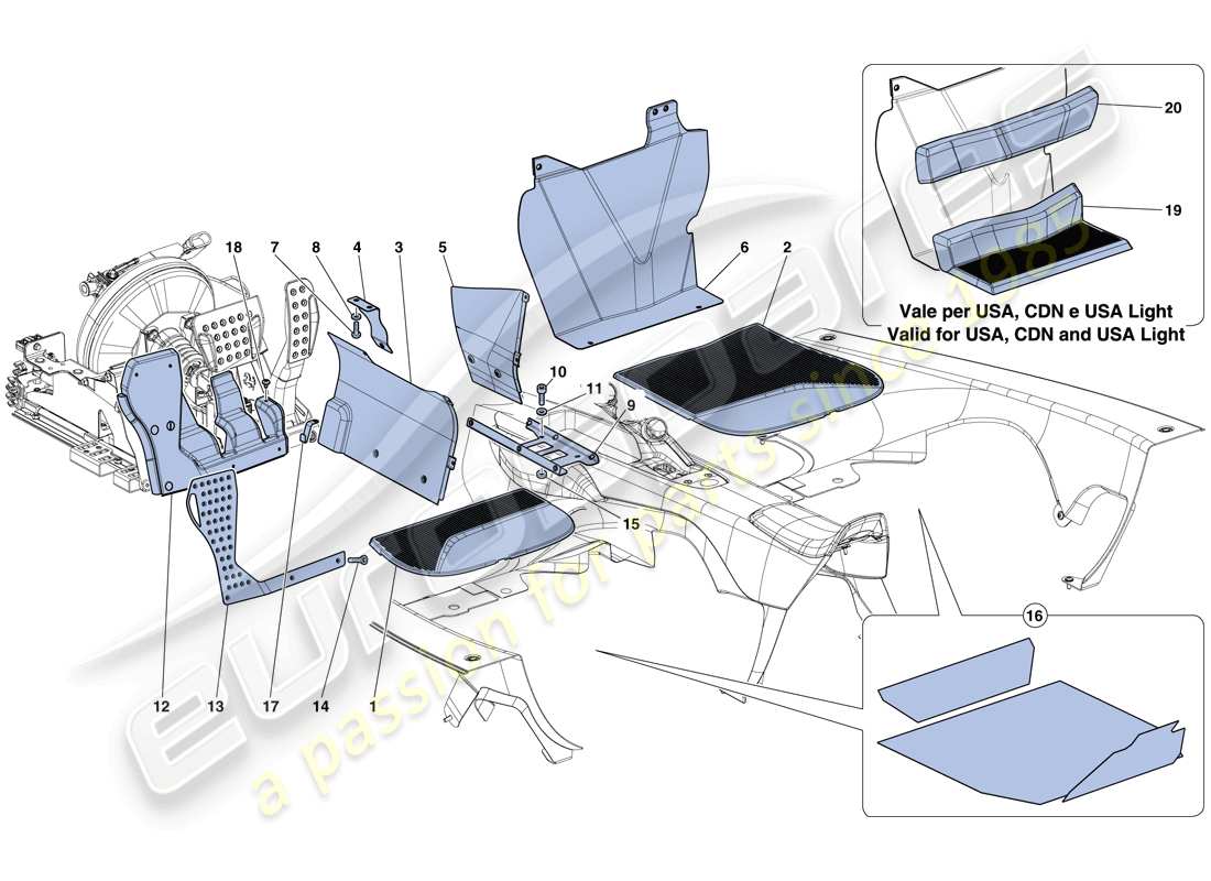 ferrari laferrari aperta (europe) alfombrillas del habitáculo diagrama de piezas
